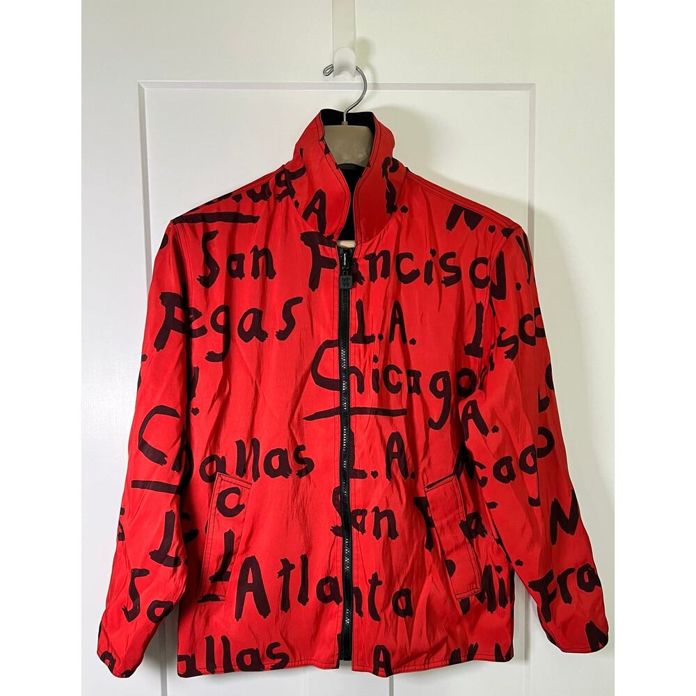 Mycra Pac Tour Reversible Jacket Size 6-8 Womens Red Black Cities